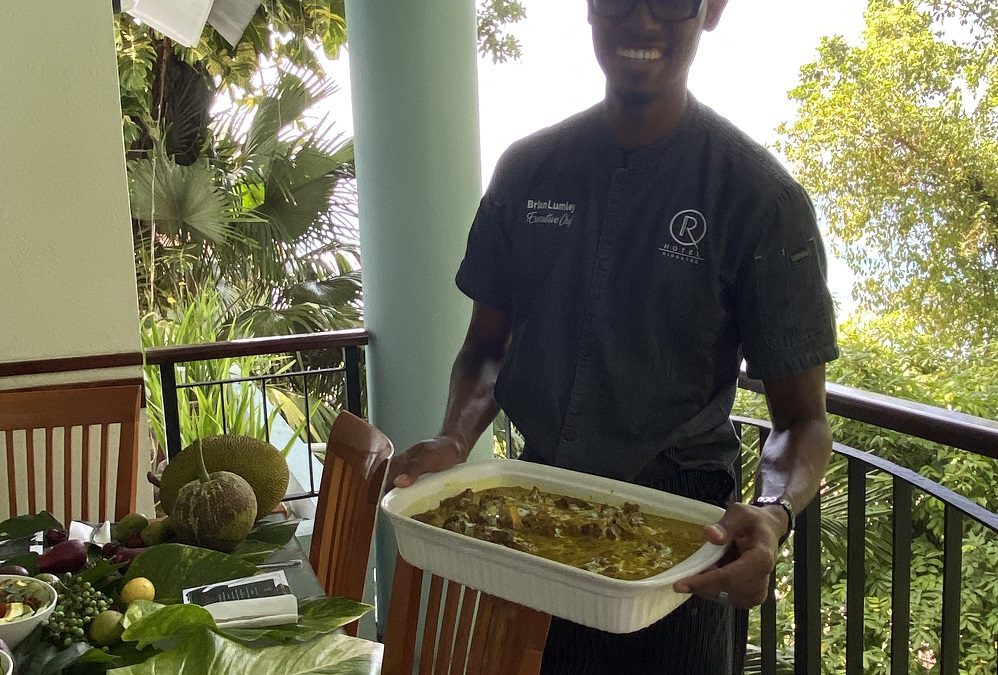 Top Jamaican Chef Brian Lumley serves dish at Star San Villa