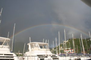 Rainbow over Tortola on our first morning in the BVI