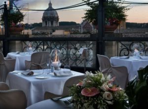 Rooftop restaurant on Grand Hotel de la Minerve in Rome