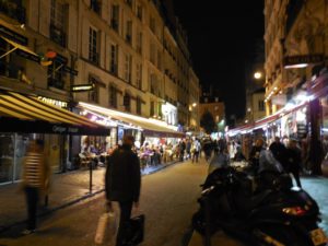 Shopping and dining at night in St. Germaine district of Paris