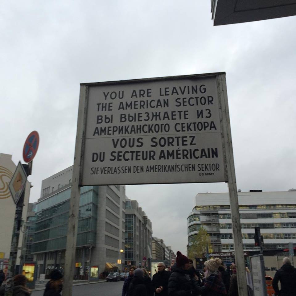 Sign at Checkpoint Charlie in Berlin