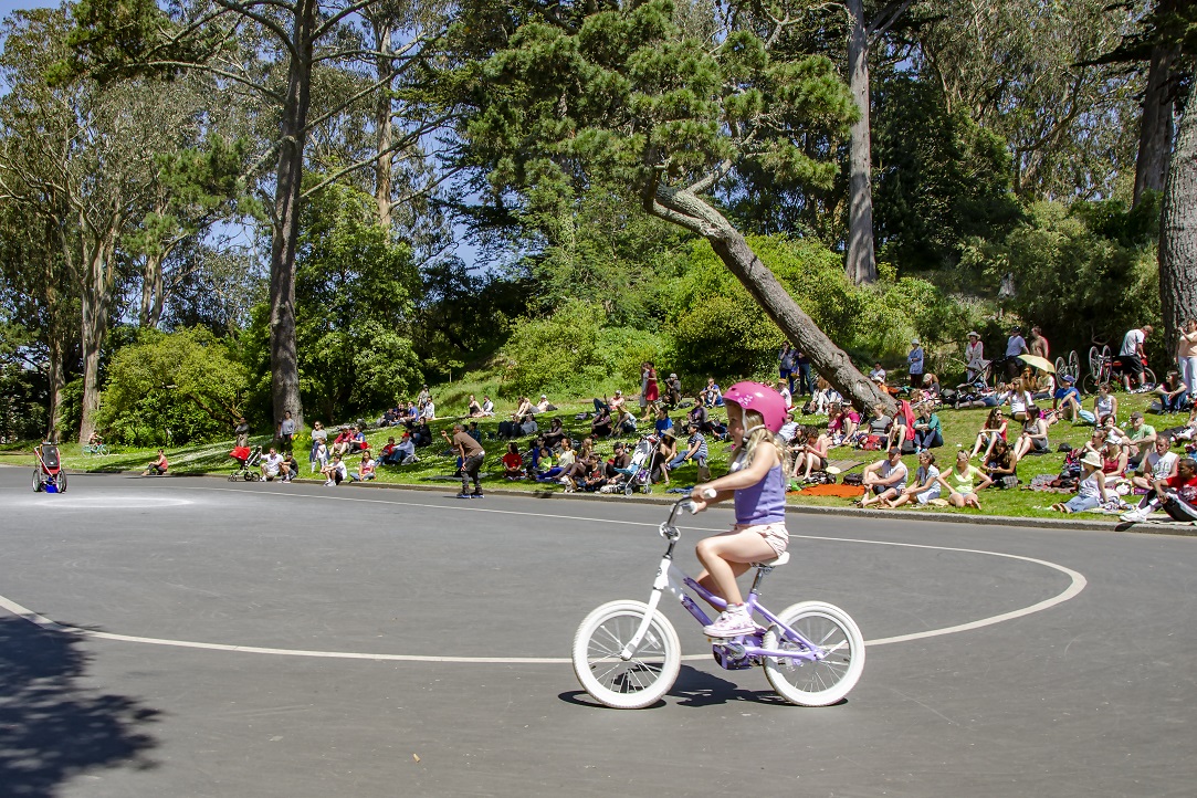 Skaters and bikers in Golden Gate Park