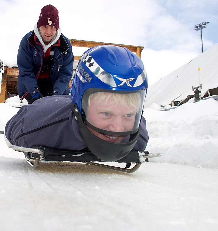 Trying the skeleton at Utah's Olympic Park