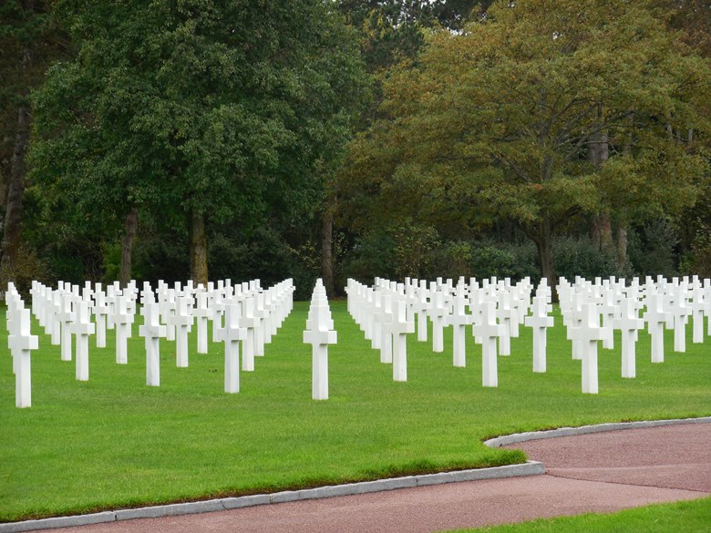 Small portion of American Cemetery at Omaha Beach in Normandy France