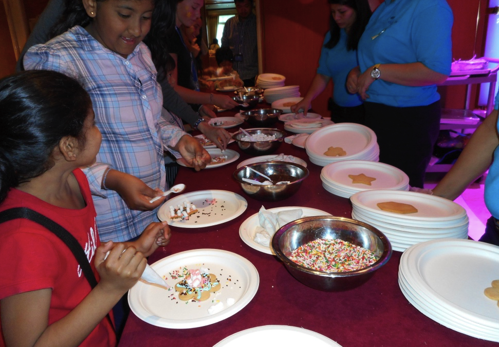 Cookie decorating at the last kids party on Diamond Princess
