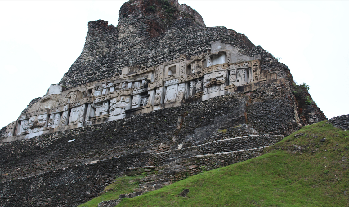 Mayan ruins and restoration at Xunantunich in Belize