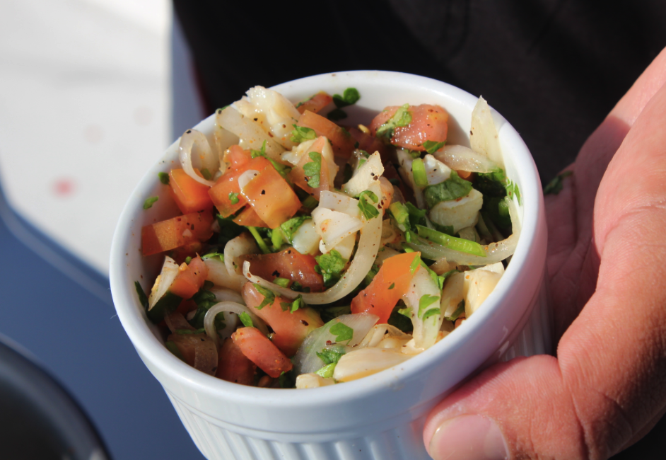 Fresh conch ceviche made on the boat