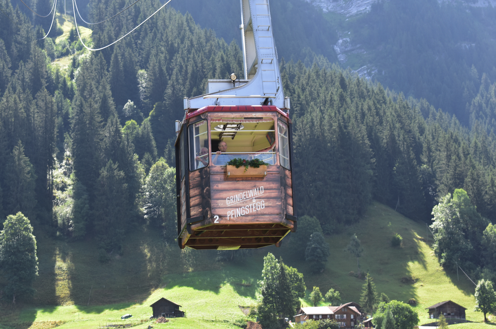 Taking the tram up from Grindewald