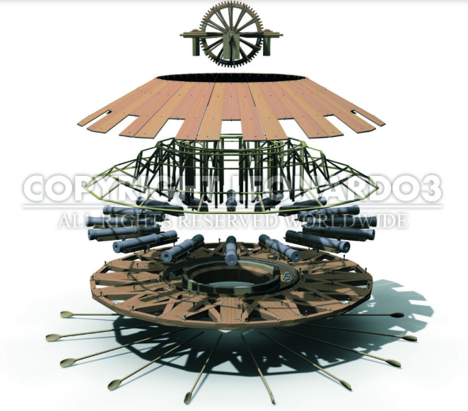 A floating cannonade designed by da Vinci