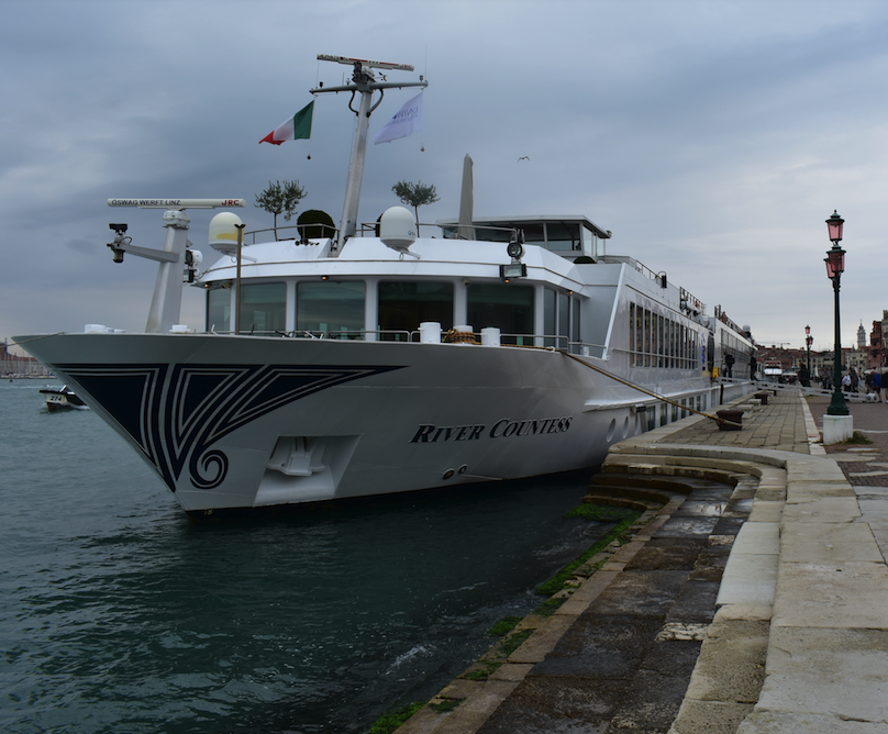 Uniworld's River Countess docked in Venice Italy