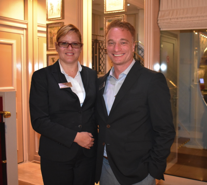 Cruise managers Damiano Olivieri (Italian-Swiss); Carmen Mladenovic (Romania), the hotel manager