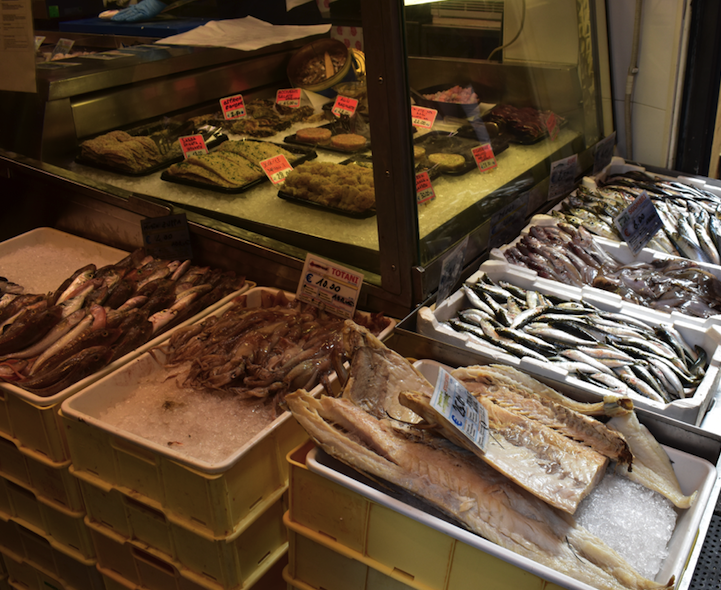 Local fish market in Bologna