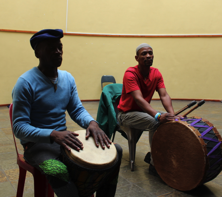 Drummers in Langa Township teaching the art