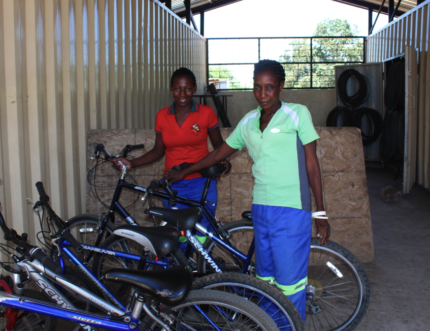 At work in the recycled bicycle shop in Zambia