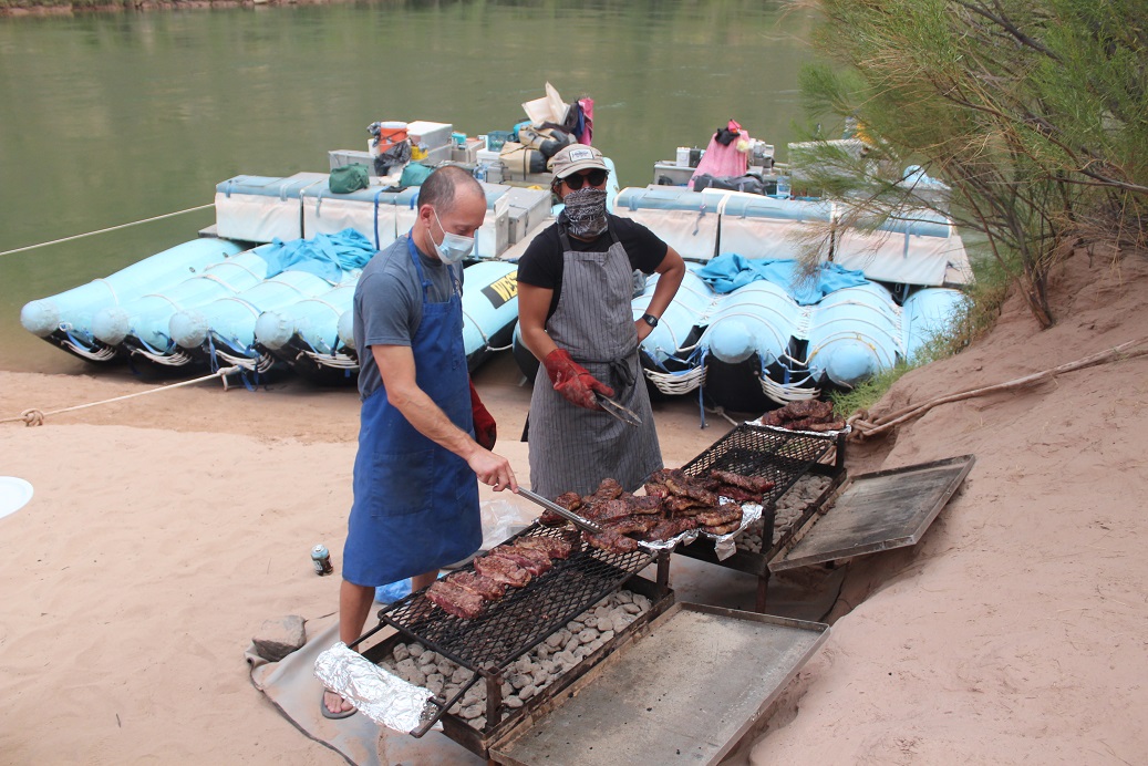 Steaks on the grill on our final night in the Grand Canyon