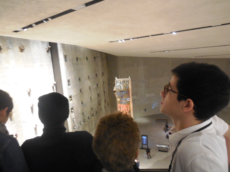 Teen guide David Rothblatt explaining the Slurry Wall inside the 9/11 Memorial Museum