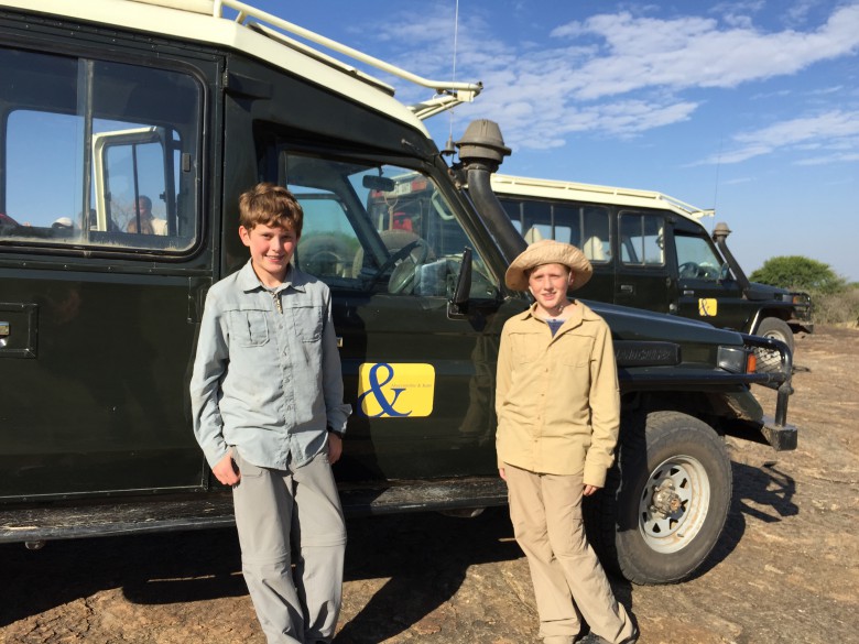 Tobey and Jake on Safari