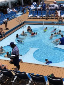 Vacation begins in the Mickey-shaped pool on Disney Fantasy