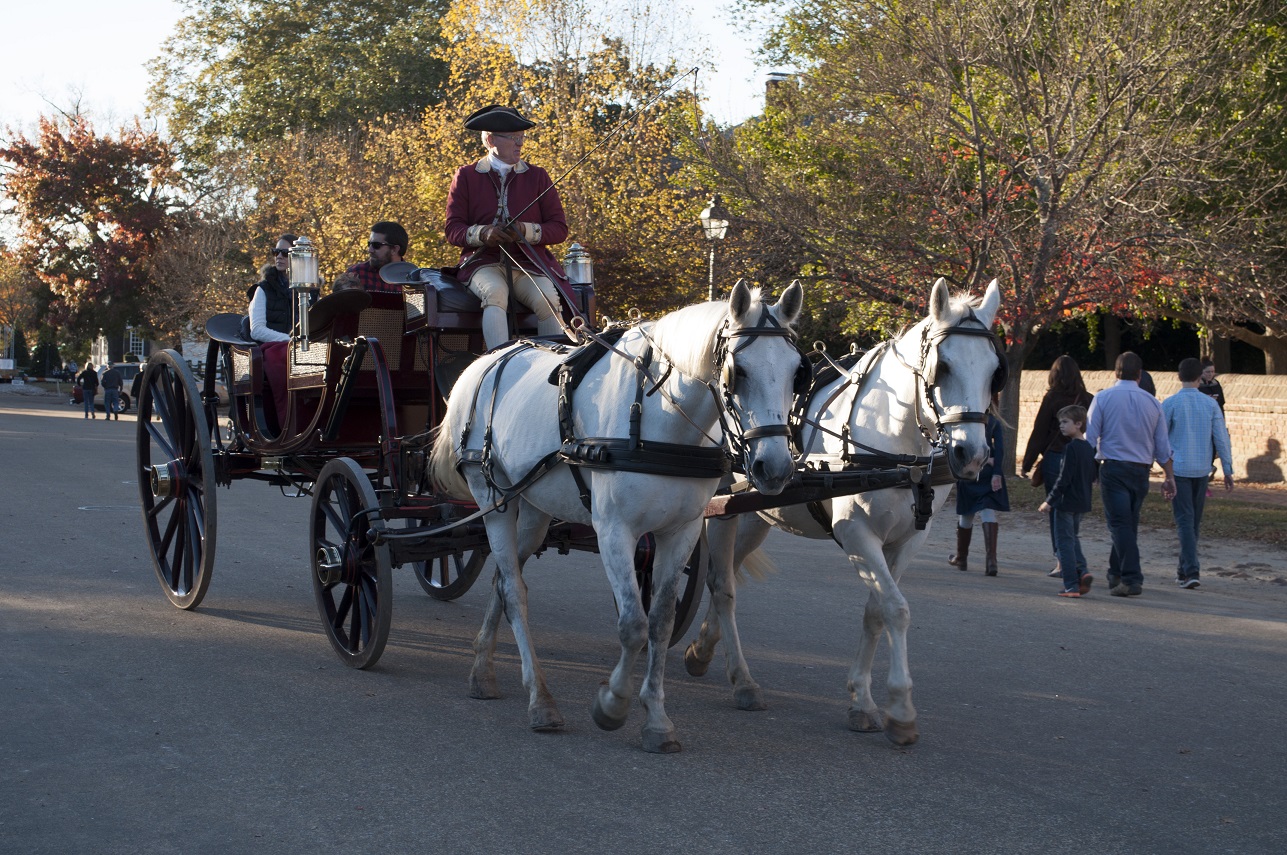 Horse carriage ride at Colonial Williamsburg.