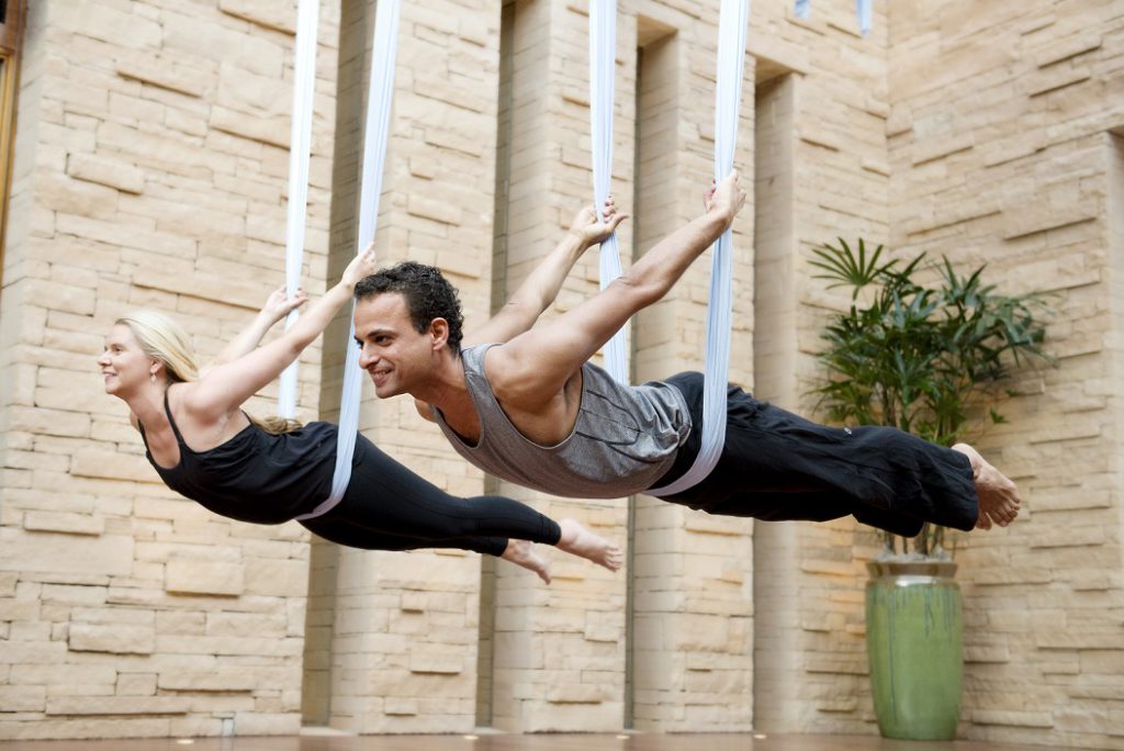 Aerial yoga at the Well Being Spa.