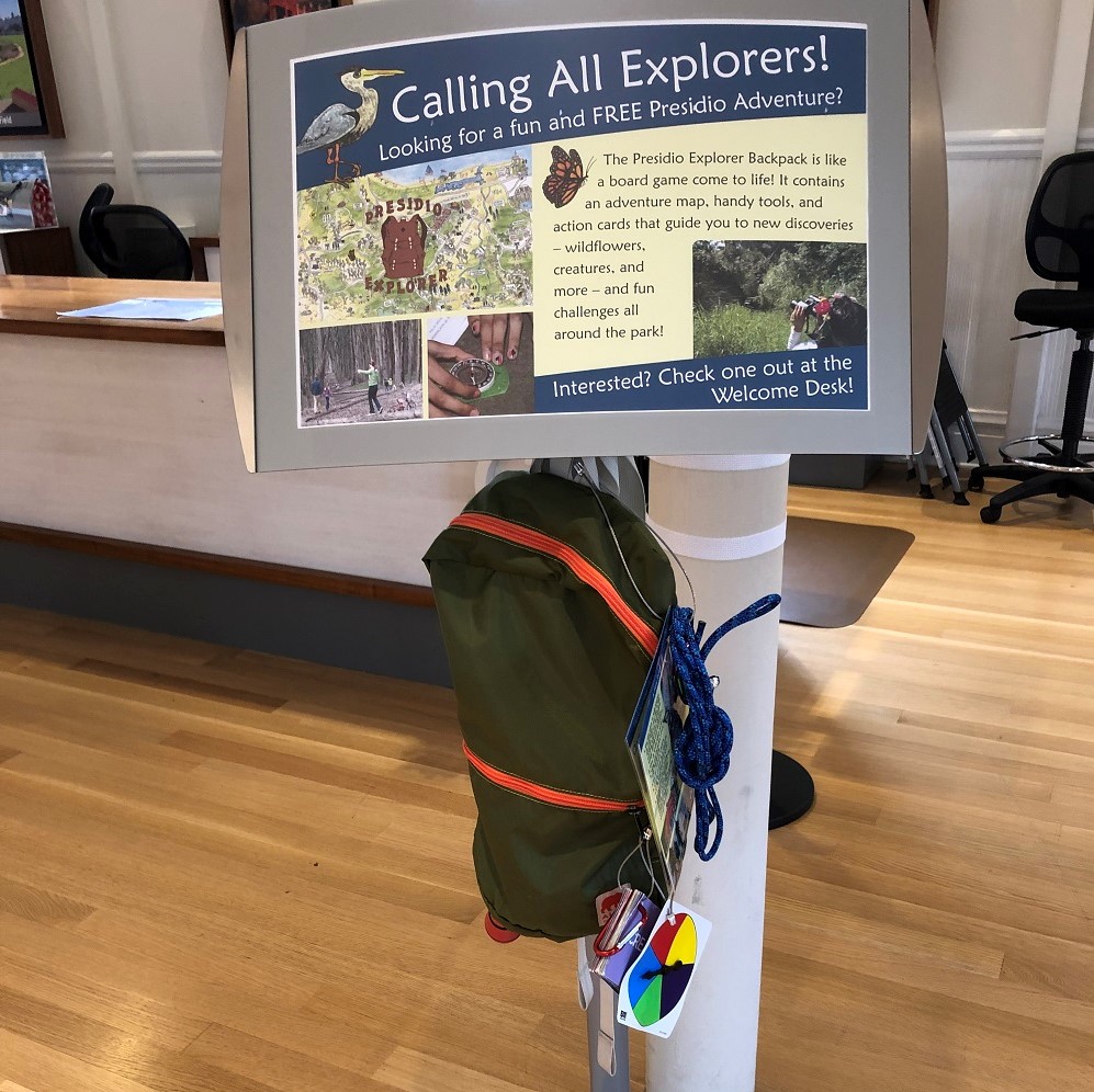 Backpacks kids can borrow at the Presidio Visitors Ceter