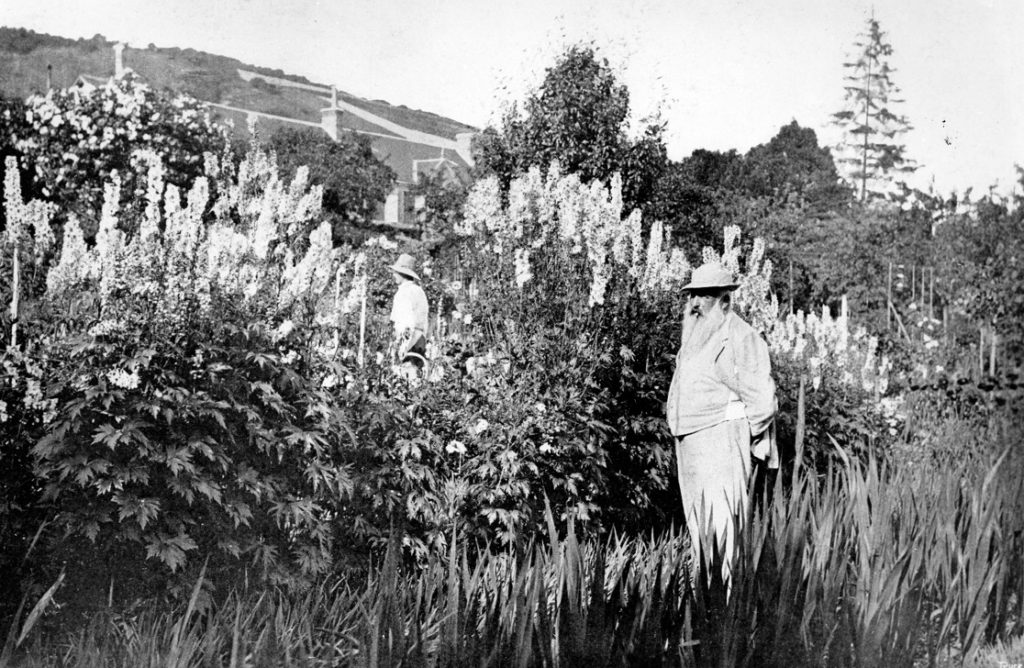 Claude Monet at Giverny, 1908 (b/w photo)