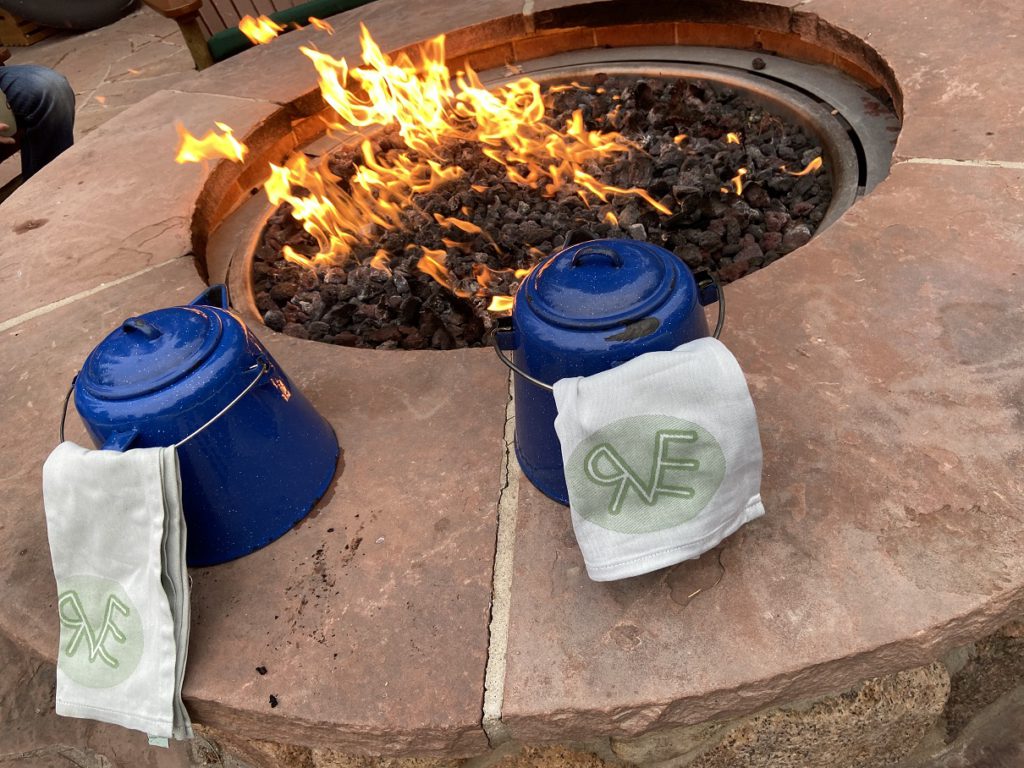 Cowboy coffee by the fire pit - Ranch at Emerald Valley