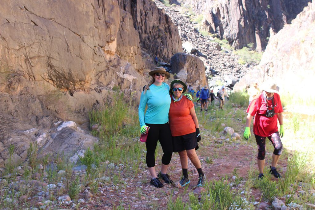 Eileen (right) and her hike helper Jessica Evans enroute to Clear Creek Falls