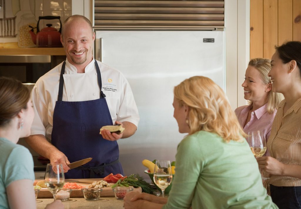 Executive Chef Stephane Beaucamp prepares meal at Lake Austin Spa