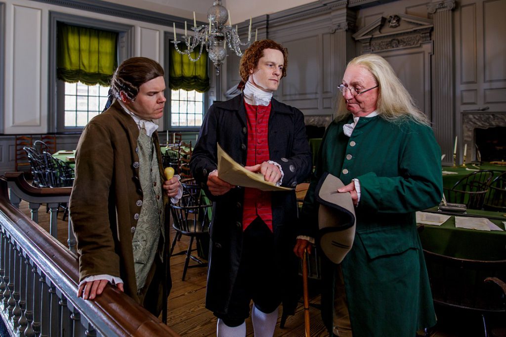 Founding fathers, John Adams, Benjamin Franklin and Thomas Jefferson