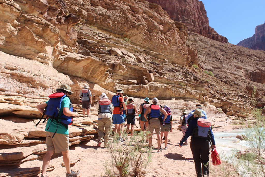 Hiking up the left bank of the Little Colorado River for a swim
