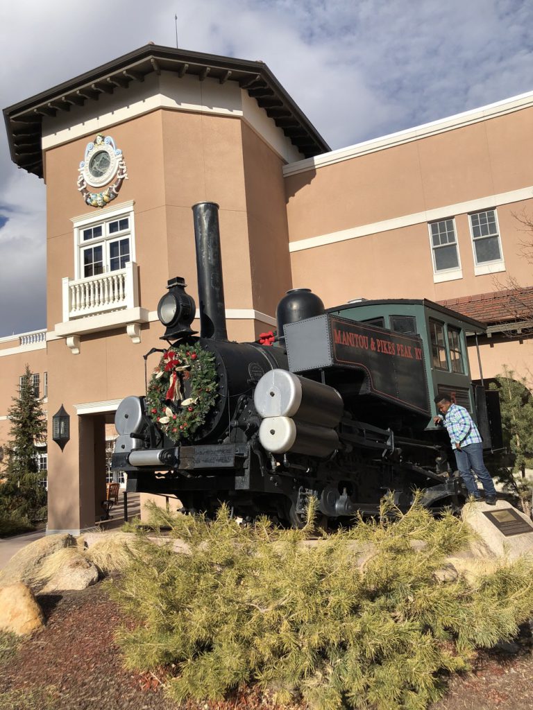 Early Pike Peak Cog Railway locomotive at The Broadmoor