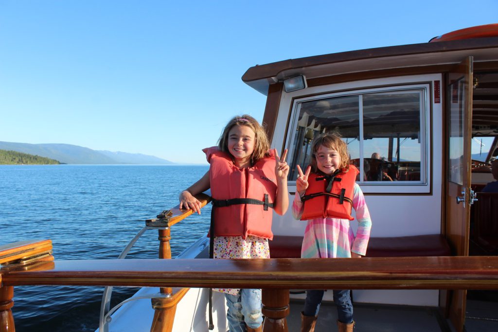 On an after dinner boat ride on Flathead Lake in Montana