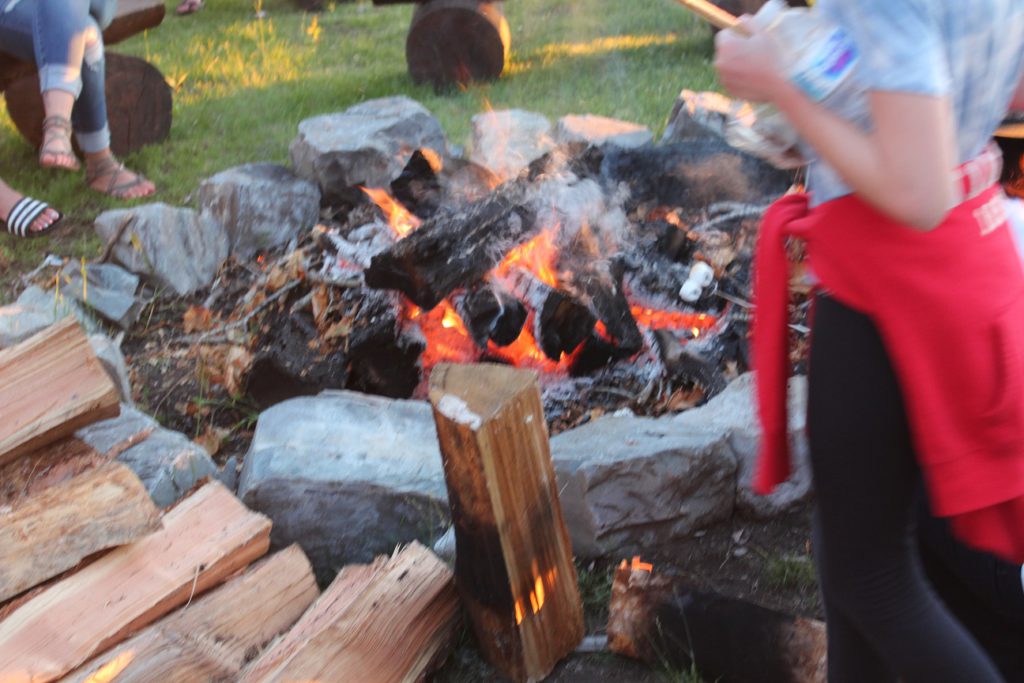 Smores toasting at Flathead Lake Lodge evening campfire