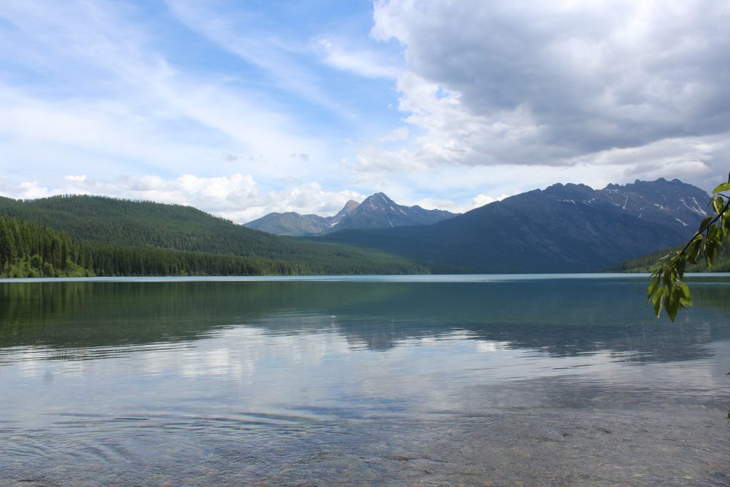 Scenic views on hike along Kintla Lake in Glacier National Park