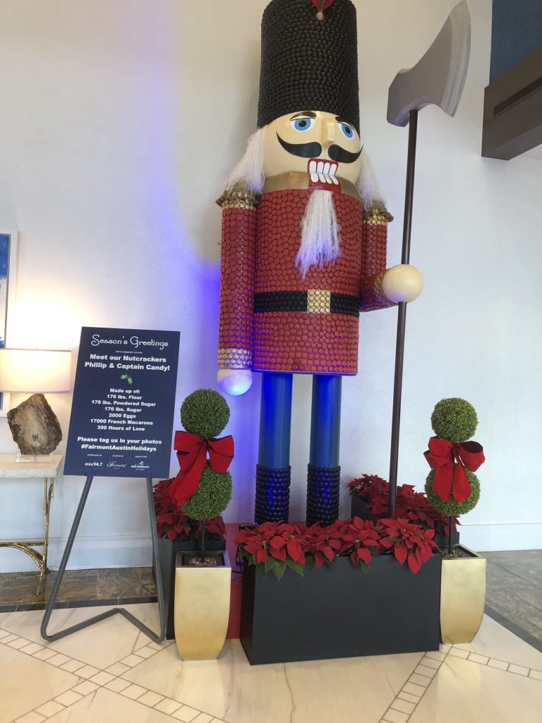 Macaroon nutcracker brightens holidays in lobby of Fairmont Austin