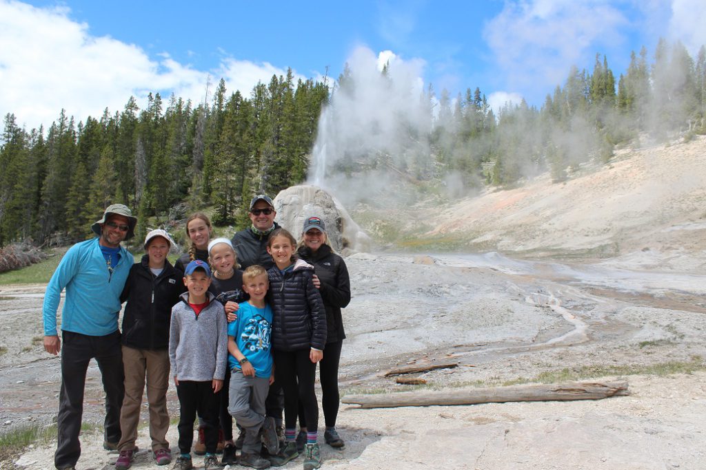 Oklahoma families at Lone Star Geyser in Yellowstone NP