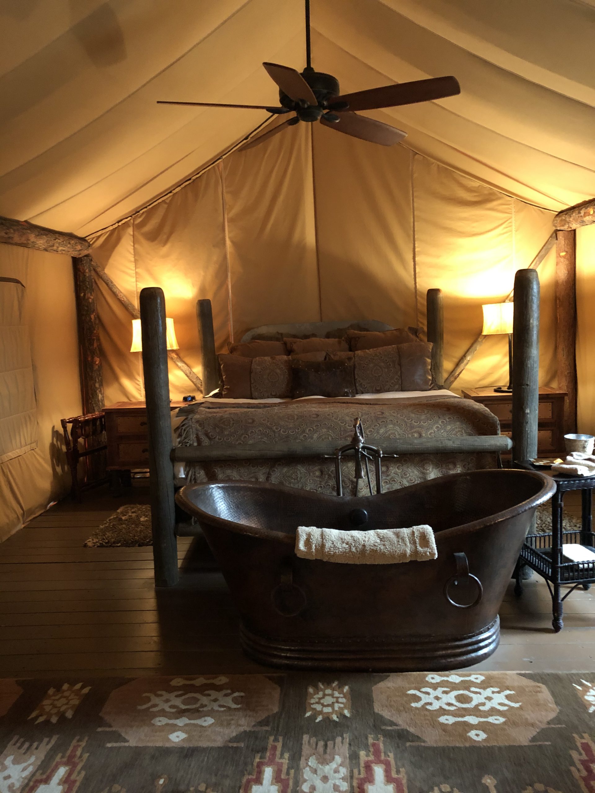 Inside our glamping tent at The Resort at Paws Up