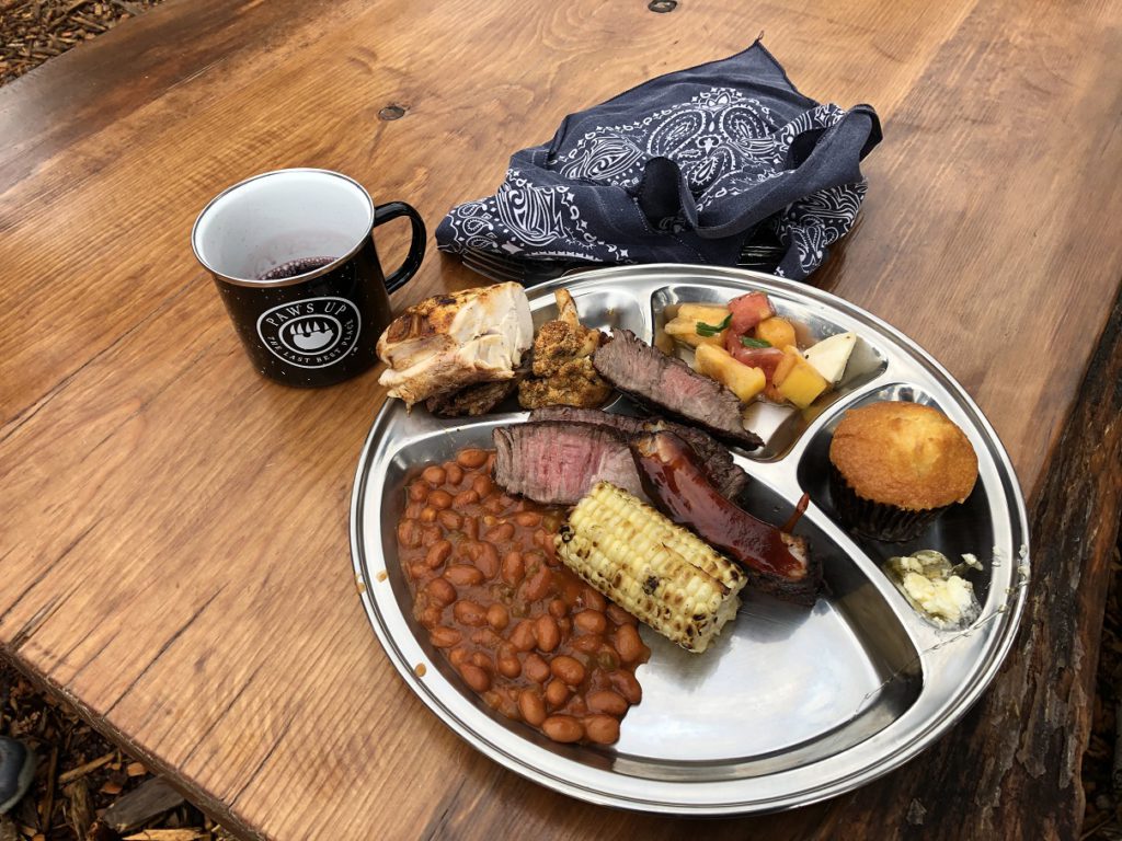 Dinner is plated at the Paws Up Chuckwagon dinner