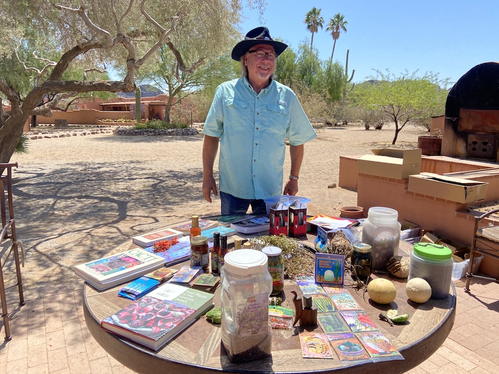 Learning about desert edibles from Diego Dunn at White Stallion Ranch