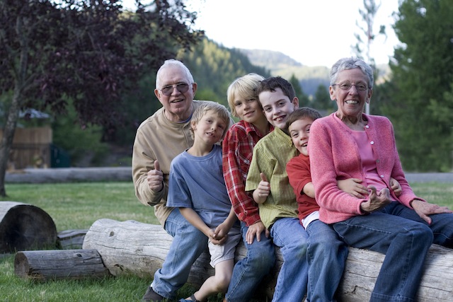 Grandparents and grandkids at theRed Horse Mountain Ranch 