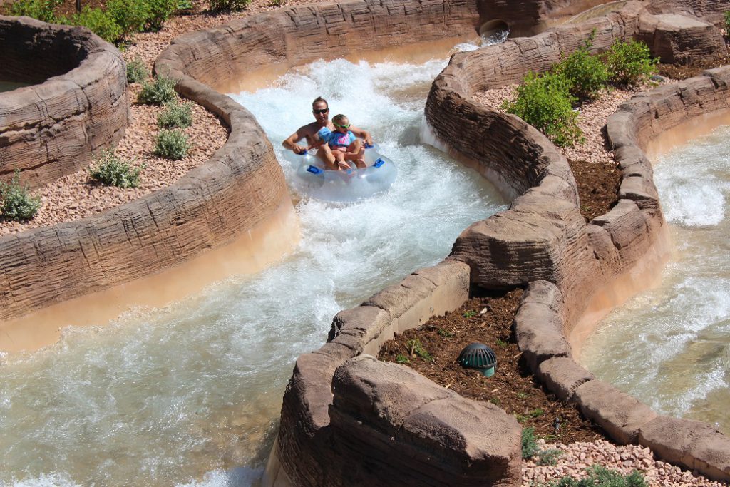 Riding the chutes at Glenwood Hot Springs Resort