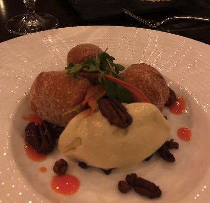 Sweet potato donuts and ice cream for dessert at Game Creek Club