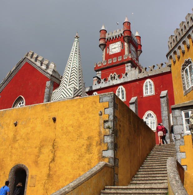 Looking up at the monastery portion of the Palace of Pena