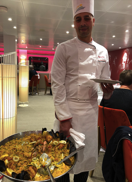 Upon return to Amalia Rodriguez - chef serves wonderful Paella