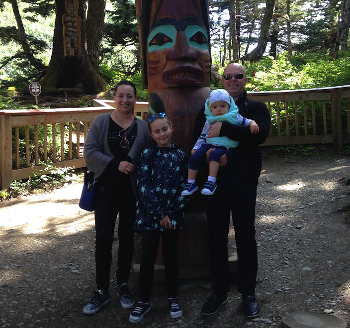 Alexandra and her family onshore in Alaska