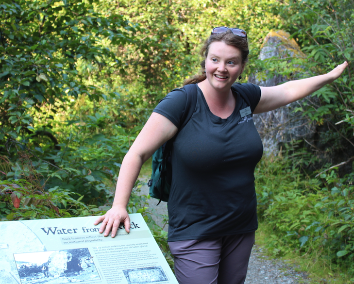 Lisa Schramek guides a hike near the Mendenhall Glacier