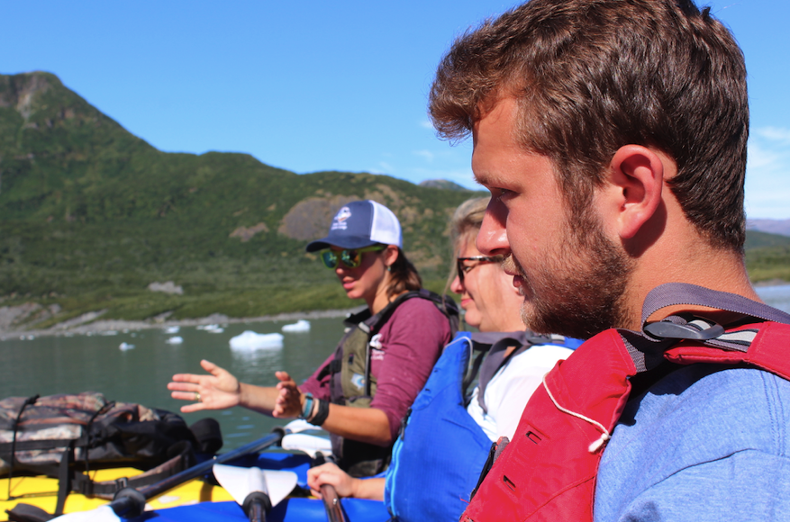 Enjoying the Pederson Glacier in our kayaks