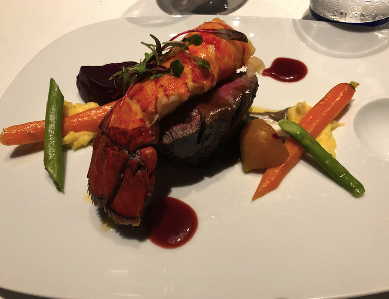 Surf and Turf served New Year's Eva at the Pinnacle on Holland America Oosterdam