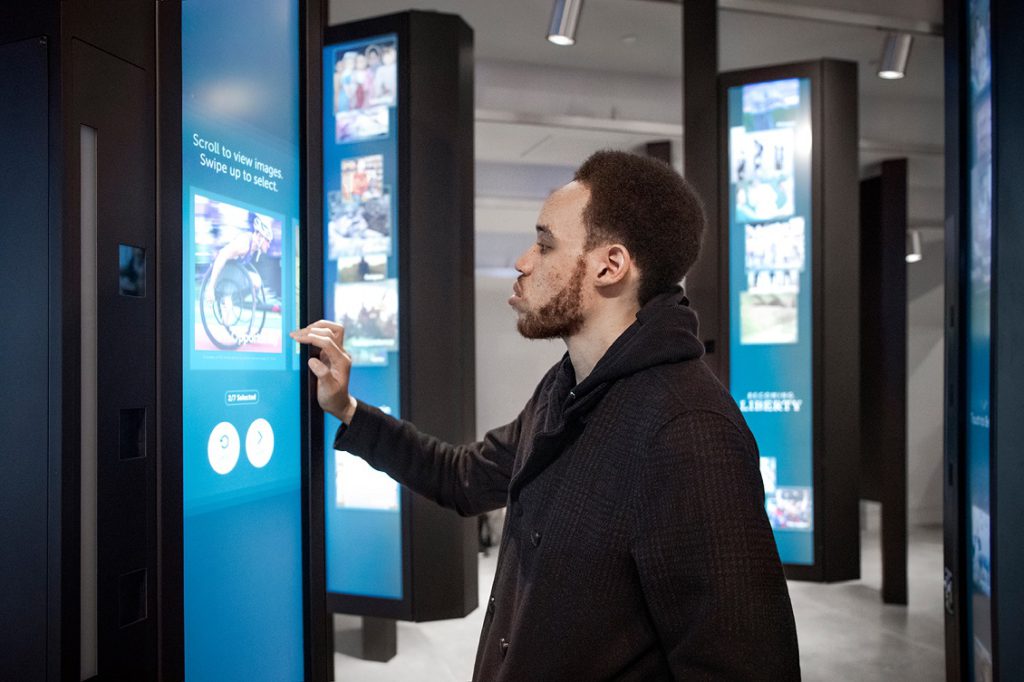 The 20 kiosks in Becoming Liberty prompt visitors to share their own portrait